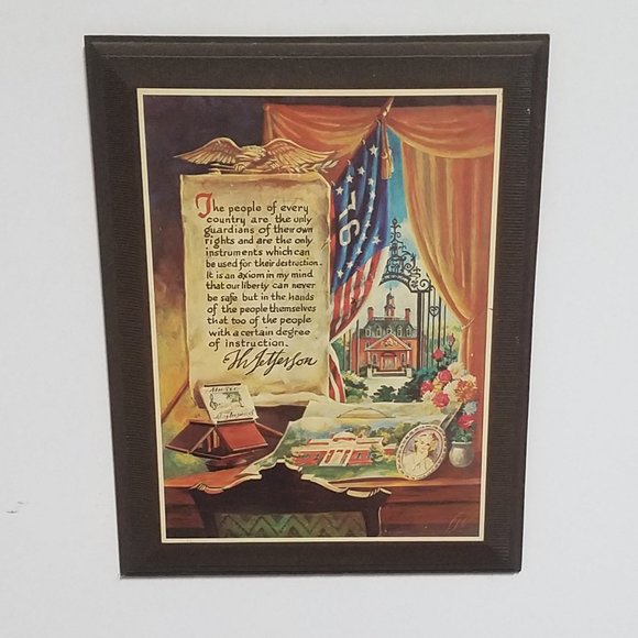 Vintage Set of 2 Patriotic Plymouth 1620 Mayflower Compact Wooden Wall Plaques - Picture 7 of 14